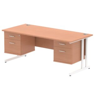 Impulse 1800mm Cantilever Straight Desk With Two Fixed Pedestal - Image 2