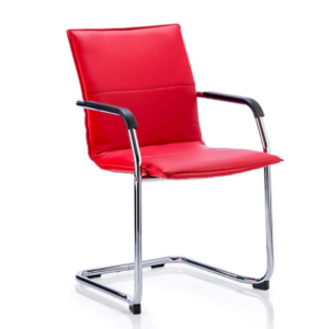 Echo Medium Back Leather Cantilever Visitor Chair with Arms - Image 2
