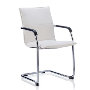 Echo Medium Back Leather Cantilever Visitor Chair with Arms - Image 6
