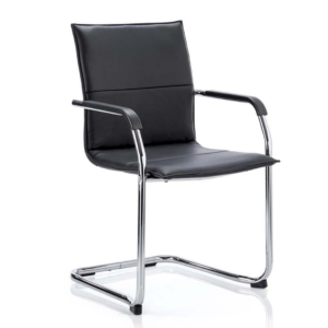 Echo Medium Back Leather Cantilever Visitor Chair with Arms