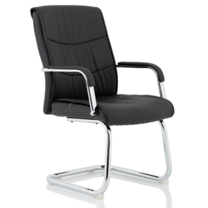 Carter Medium Back Black Leather Cantilever Visitor Office Chair with Arms