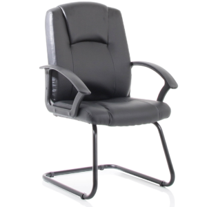 Bella Medium Back Black Bonded Leather Black Frame Cantilever Visitor Chair