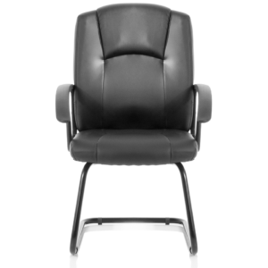 Bella Medium Back Black Bonded Leather Black Frame Cantilever Visitor Chair - Image 2
