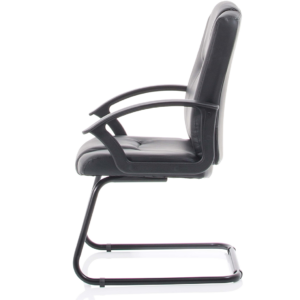 Bella Medium Back Black Bonded Leather Black Frame Cantilever Visitor Chair - Image 4