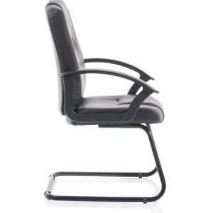 Bella Medium Back Black Bonded Leather Black Frame Cantilever Visitor Chair - Image 8