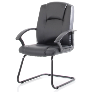 Bella Medium Back Black Bonded Leather Black Frame Cantilever Visitor Chair - Image 3