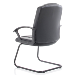 Bella Medium Back Black Bonded Leather Black Frame Cantilever Visitor Chair - Image 5