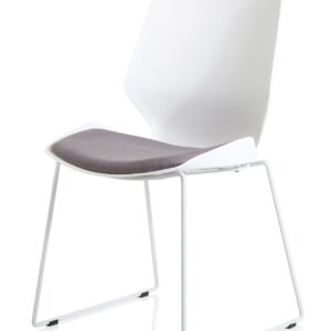 Florence Sled White Frame Fabric Seat Visitor Chair - Image 3