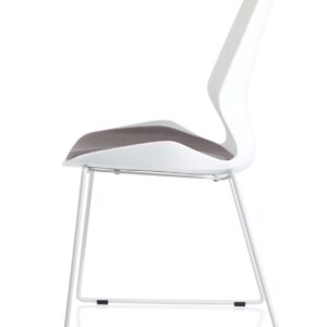 Florence Sled White Frame Fabric Seat Visitor Chair - Image 4