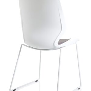 Florence Sled White Frame Fabric Seat Visitor Chair - Image 7