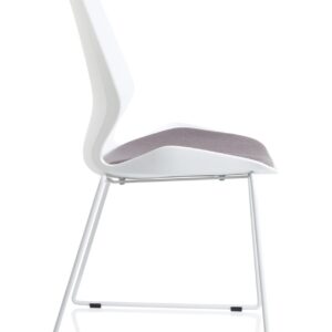 Florence Sled White Frame Fabric Seat Visitor Chair - Image 8