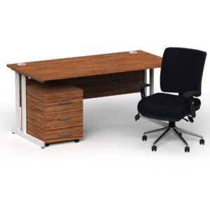 Impulse 1800mm Cantilever Straight Desk With Mobile Pedestal and Chiro Medium Back Black Operator Chair - Image 22
