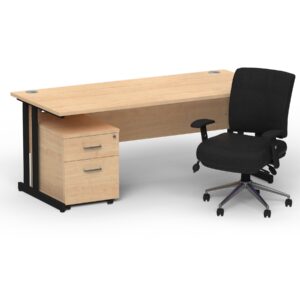 Impulse 1800mm Cantilever Straight Desk With Mobile Pedestal and Chiro Medium Back Black Operator Chair - Image 26