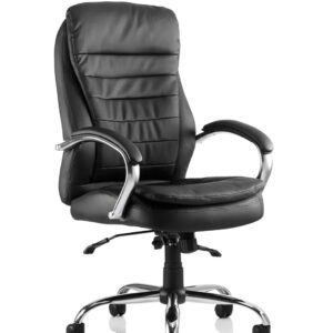 Rocky High Back Executive Black Leather Office Chair with Arms