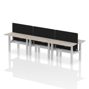 Air Back-to-Back Slimline Height Adjustable Bench Desk - 6 Person with Black Straight Screen - Image 5