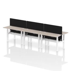 Air Back-to-Back Slimline Height Adjustable Bench Desk - 6 Person with Black Straight Screen - Image 6