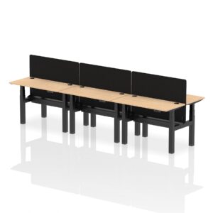 Air Back-to-Back Slimline Height Adjustable Bench Desk - 6 Person with Black Straight Screen - Image 7