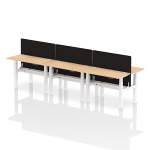 Air Back-to-Back Slimline Height Adjustable Bench Desk - 6 Person with Black Straight Screen - Image 9