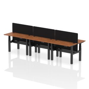 Air Back-to-Back Slimline Height Adjustable Bench Desk - 6 Person with Black Straight Screen - Image 13