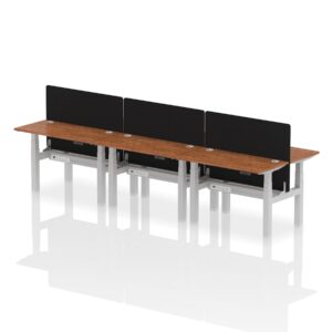 Air Back-to-Back Slimline Height Adjustable Bench Desk - 6 Person with Black Straight Screen - Image 14