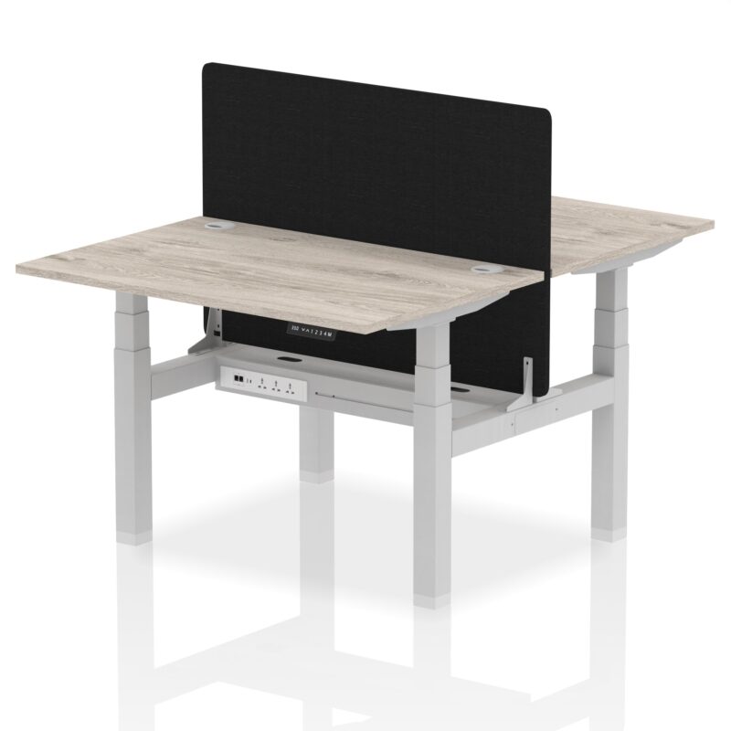 Air Back-to-Back Height Adjustable Bench Desk - 2 Person with Black Straight Screen - Image 5
