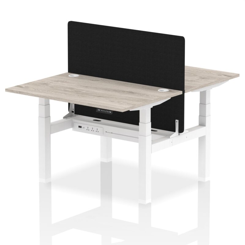 Air Back-to-Back Height Adjustable Bench Desk - 2 Person with Black Straight Screen - Image 6