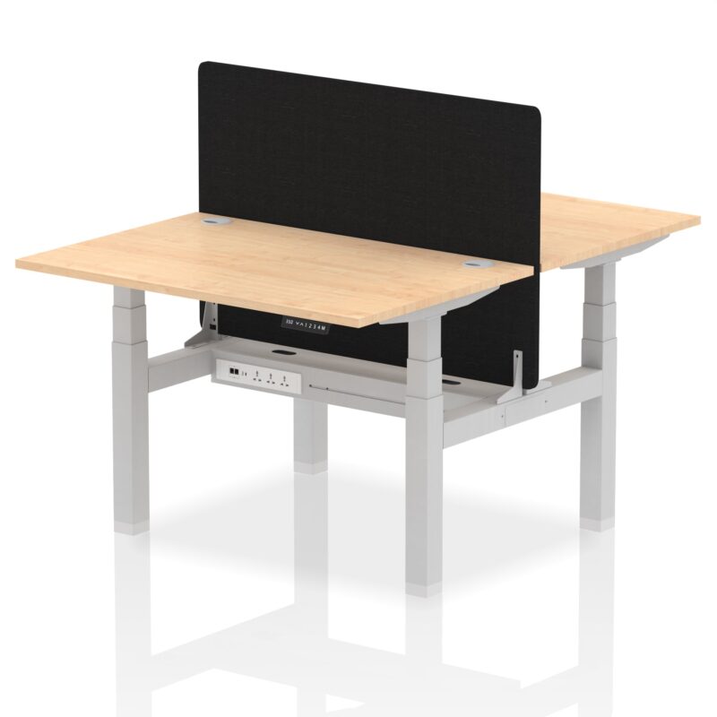 Air Back-to-Back Height Adjustable Bench Desk - 2 Person with Black Straight Screen - Image 8
