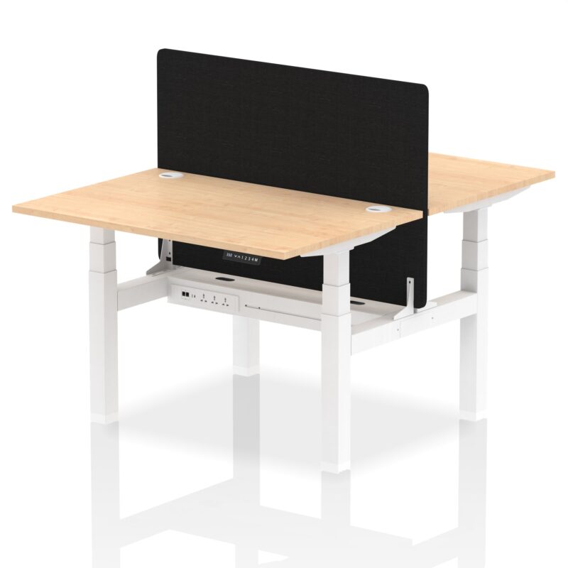 Air Back-to-Back Height Adjustable Bench Desk - 2 Person with Black Straight Screen - Image 9