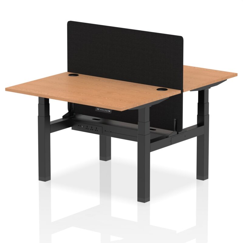 Air Back-to-Back Height Adjustable Bench Desk - 2 Person with Black Straight Screen - Image 10