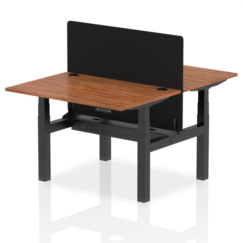 Air Back-to-Back Height Adjustable Bench Desk - 2 Person with Black Straight Screen - Image 13
