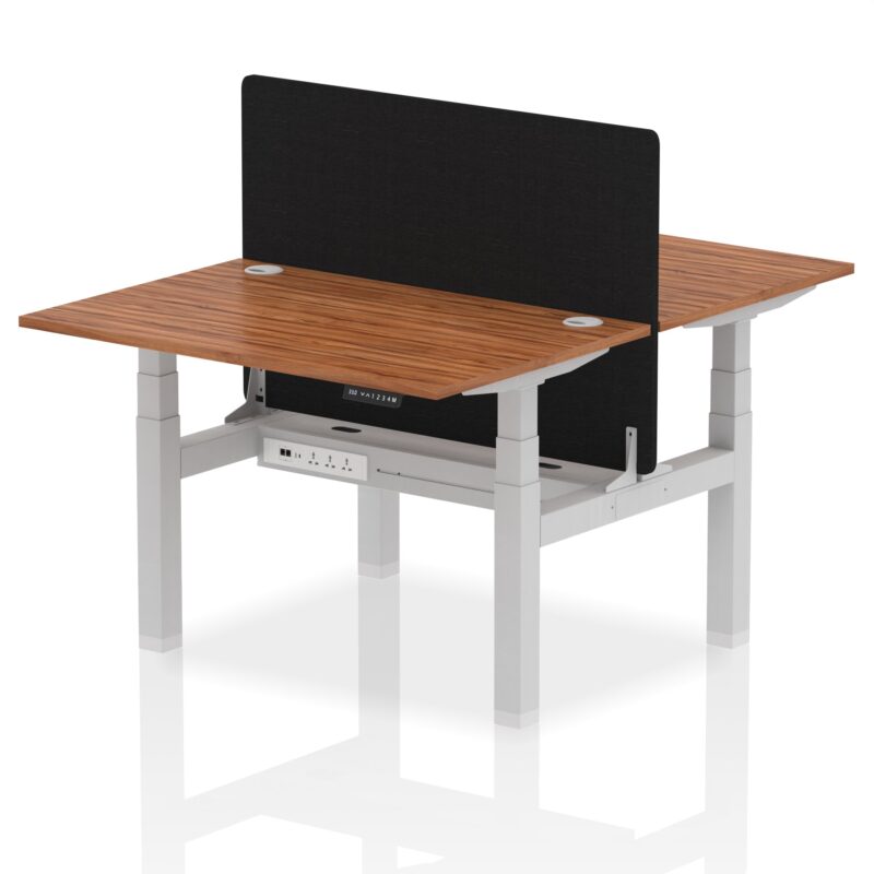 Air Back-to-Back Height Adjustable Bench Desk - 2 Person with Black Straight Screen - Image 14