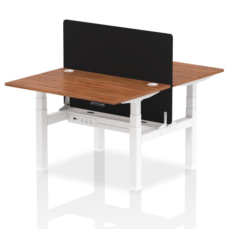 Air Back-to-Back Height Adjustable Bench Desk - 2 Person with Black Straight Screen - Image 15