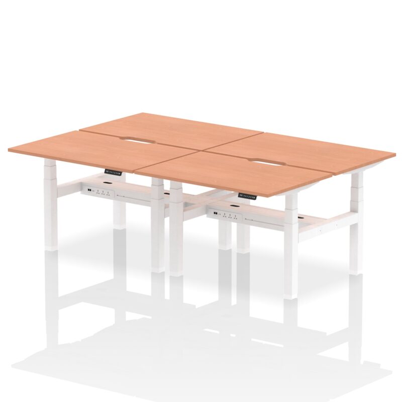 Air Back-to-Back Scalloped Edge Height Adjustable Bench Desk - 4 Person - Image 3