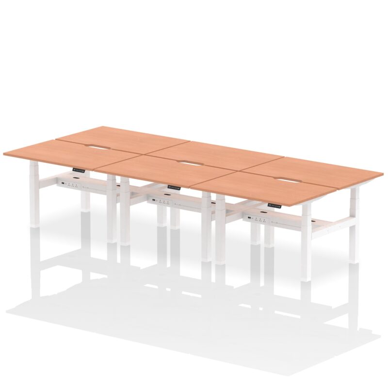 Air Back-to-Back Scalloped Edge Height Adjustable Bench Desk - 6 Person - Image 3