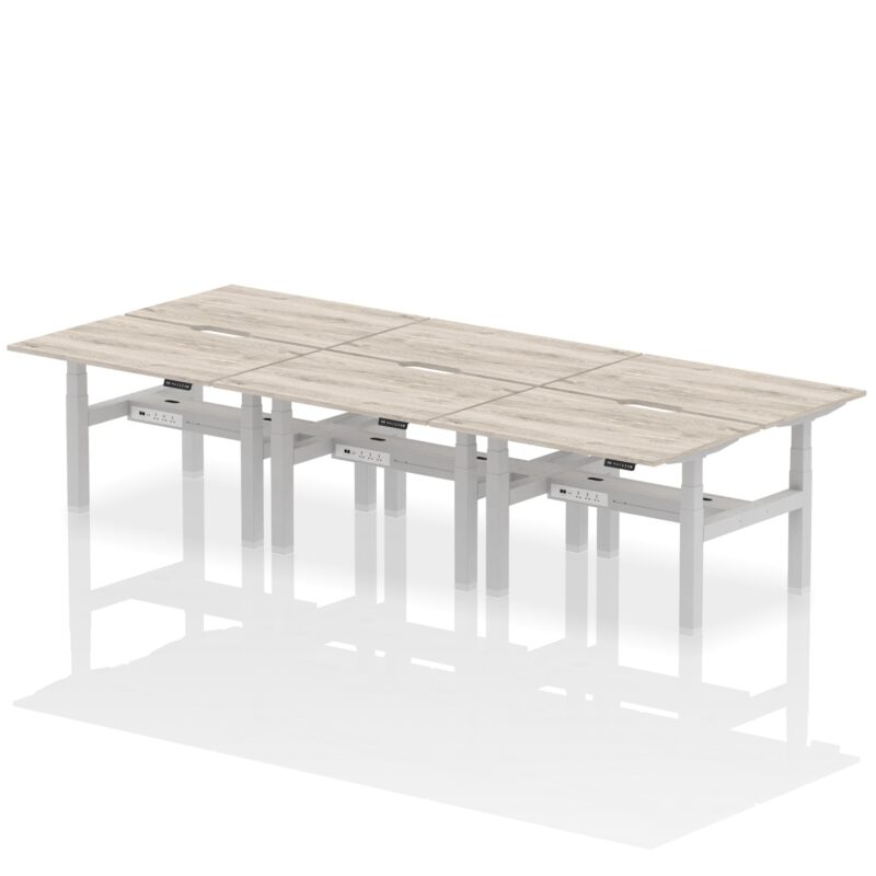 Air Back-to-Back Scalloped Edge Height Adjustable Bench Desk - 6 Person - Image 5