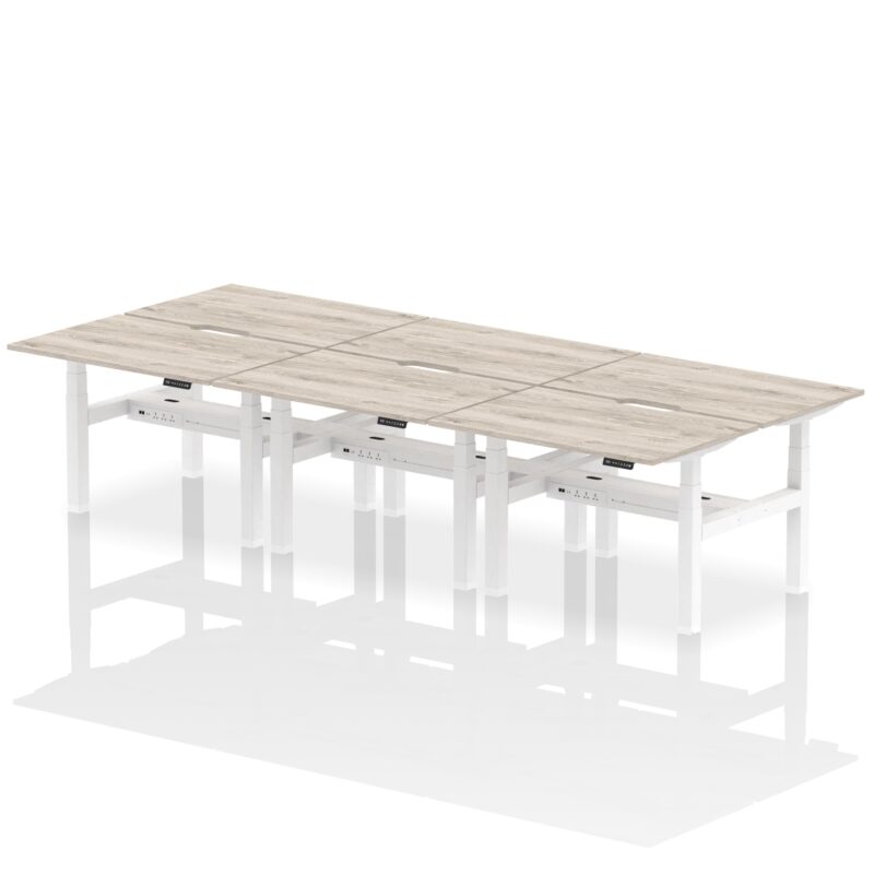 Air Back-to-Back Scalloped Edge Height Adjustable Bench Desk - 6 Person - Image 6