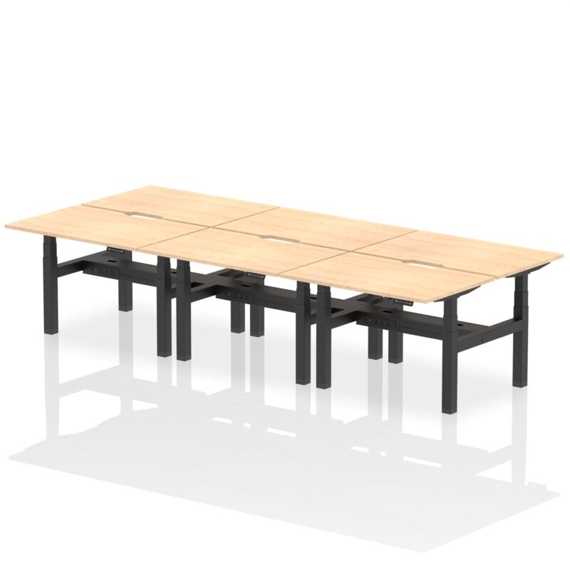 Air Back-to-Back Scalloped Edge Height Adjustable Bench Desk - 6 Person - Image 7