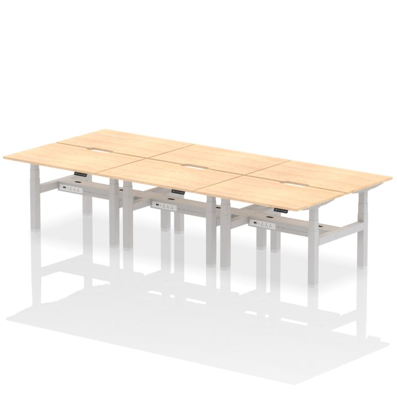 Air Back-to-Back Scalloped Edge Height Adjustable Bench Desk - 6 Person - Image 8