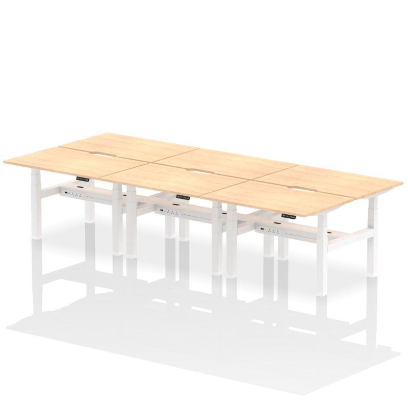 Air Back-to-Back Scalloped Edge Height Adjustable Bench Desk - 6 Person - Image 9