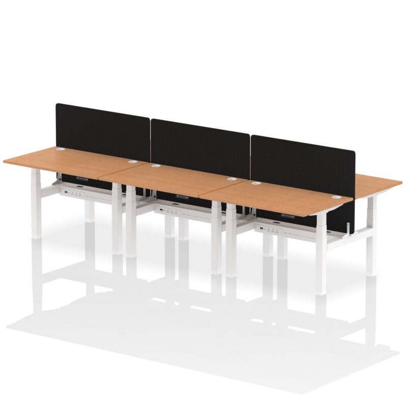 Air Back-to-Back Height Adjustable Bench Desk - 6 Person with Black Straight Screen - Image 12