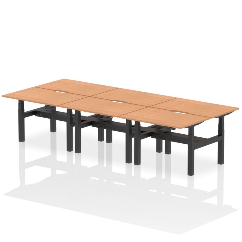 Air Back-to-Back Scalloped Edge Height Adjustable Bench Desk - 6 Person - Image 10