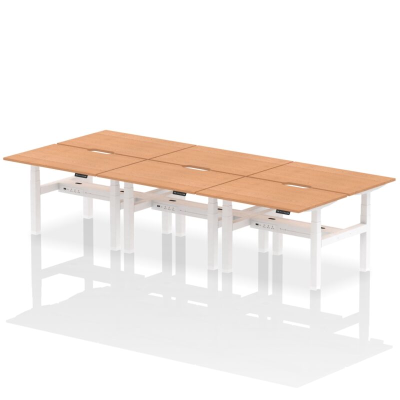Air Back-to-Back Scalloped Edge Height Adjustable Bench Desk - 6 Person - Image 12