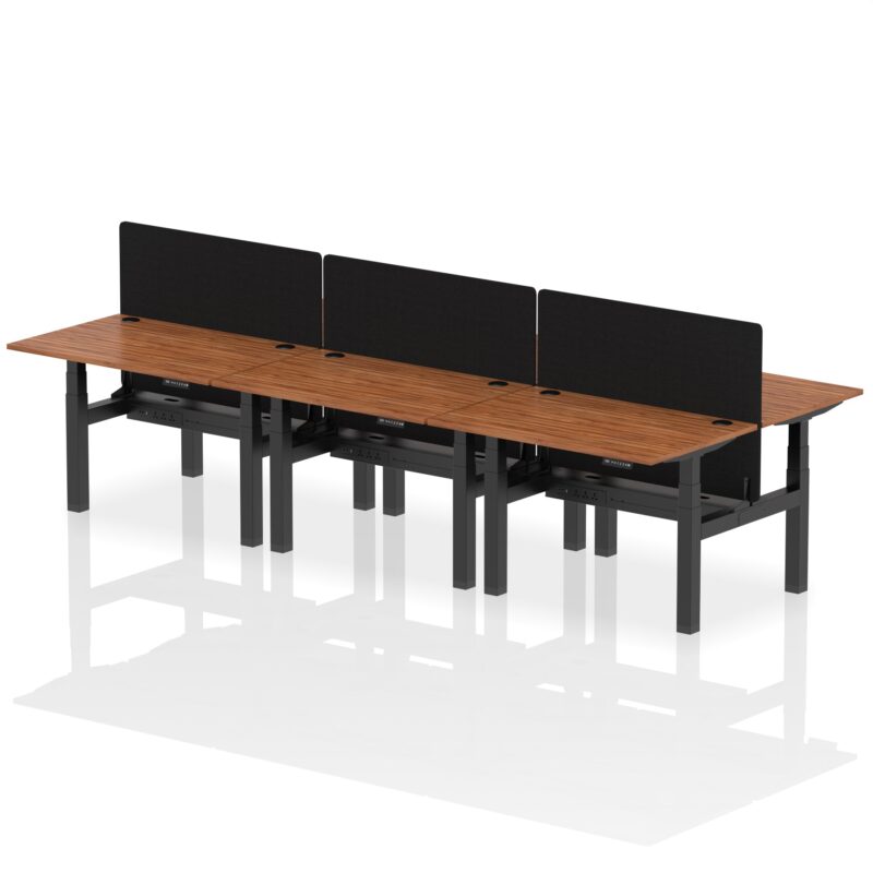 Air Back-to-Back Height Adjustable Bench Desk - 6 Person with Black Straight Screen - Image 13