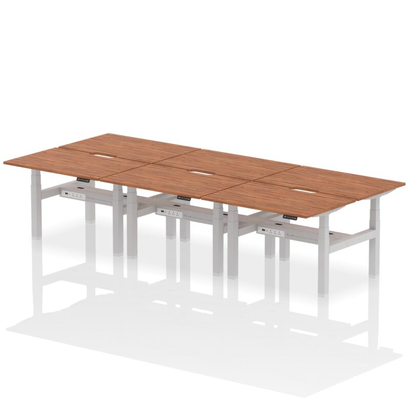 Air Back-to-Back Scalloped Edge Height Adjustable Bench Desk - 6 Person - Image 14