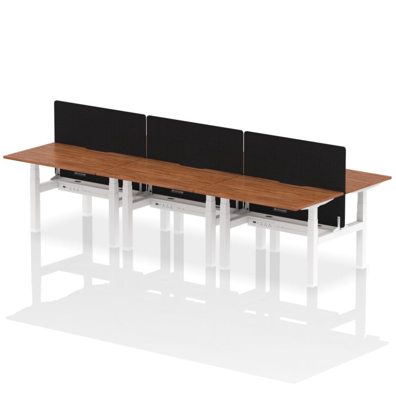 Air Back-to-Back Scalloped Edge Height Adjustable Bench Desk - 6 Person with Black Straight Screen - Image 15