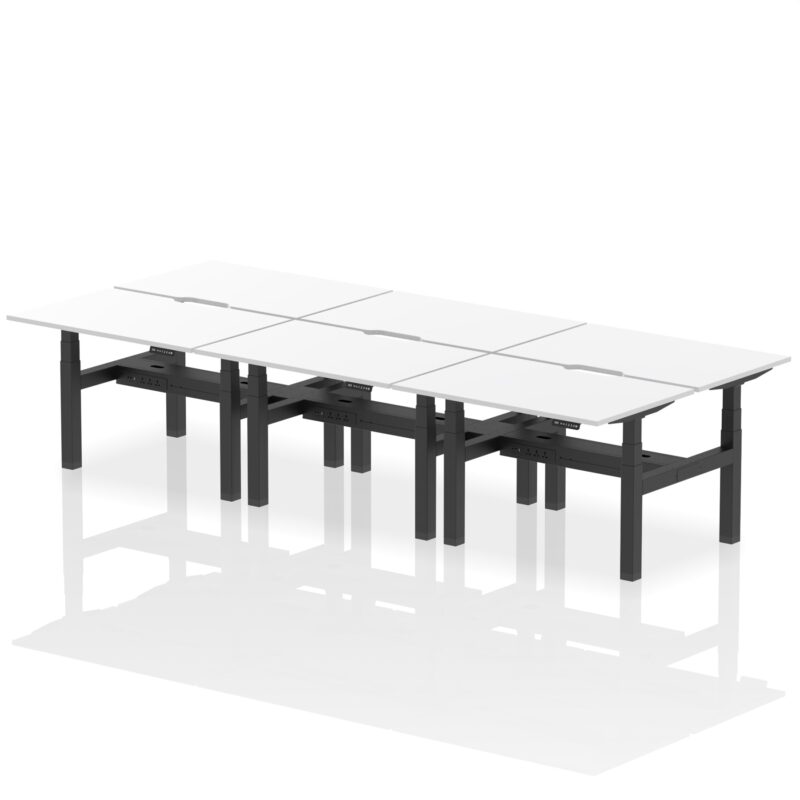 Air Back-to-Back Scalloped Edge Height Adjustable Bench Desk - 6 Person - Image 16