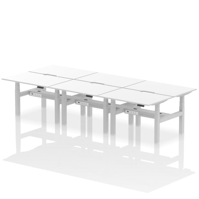 Air Back-to-Back Scalloped Edge Height Adjustable Bench Desk - 6 Person - Image 17