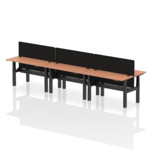Air Back-to-Back Slimline Height Adjustable Bench Desk - 6 Person with Black Straight Screen - Image 19