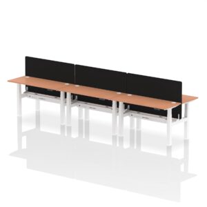 Air Back-to-Back Slimline Height Adjustable Bench Desk - 6 Person with Black Straight Screen - Image 21