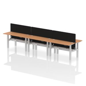 Air Back-to-Back Slimline Height Adjustable Bench Desk - 6 Person with Black Straight Screen - Image 29